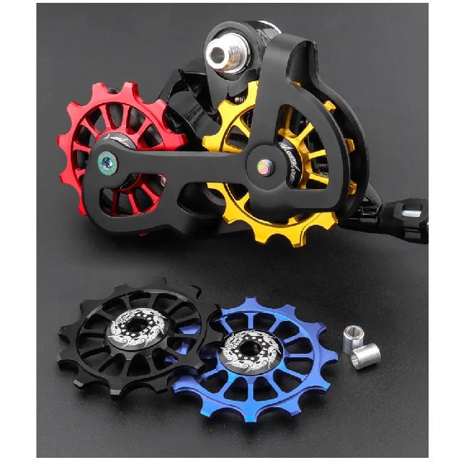 MUQZI MTB Road Bicycle 12T Positive Negative Tooth Jockey Wheel Rear Derailleur Bike Guide Pulley Ceramics Bearing