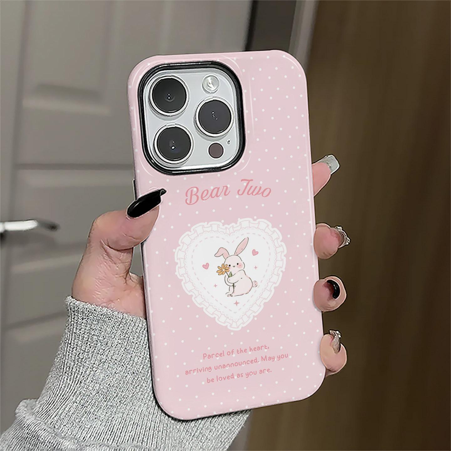 

Love rabbit applies to Apple 17promax cartoon cute iPhone16Pro lens all-inclusive two-in-one Apple 7