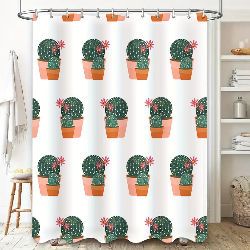 Cactus Pattern Shower Curtain 3D Printed Bathroom Decor Waterproof Fabric Home Decoration 180X180Cm Set Free Shipping
