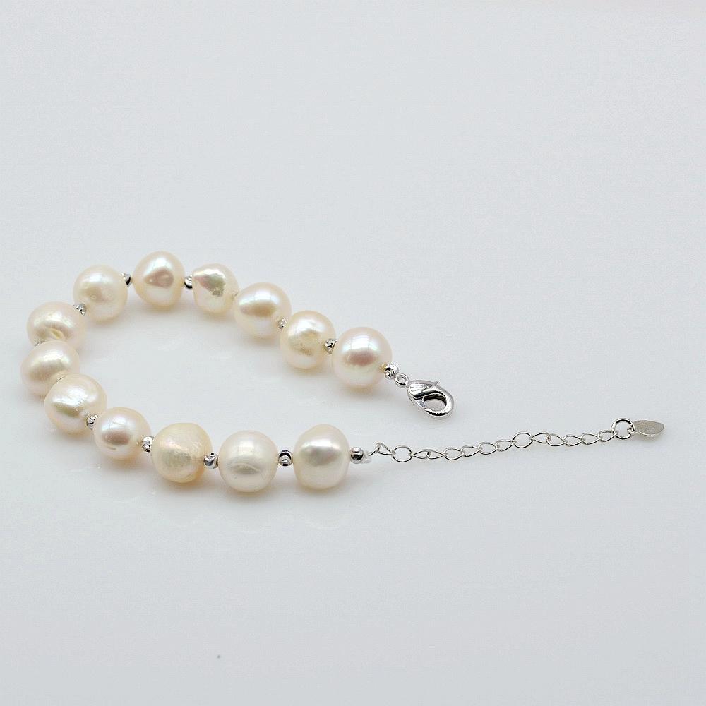 Large Pearl Bracelet White Irregular Baroque Pearls Adjustable Silver Bracelet Natural Pearl Gold Bracelet Women Fashion Jewelry