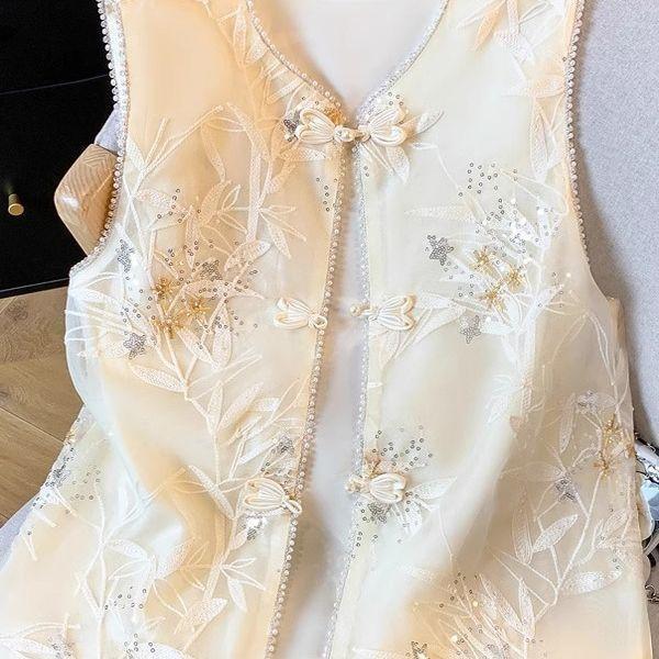 

2025 лето ретро без рукавов новый жилет тонкий вышитый топ универсальный жилет 3XL (recommended 138-75kg)