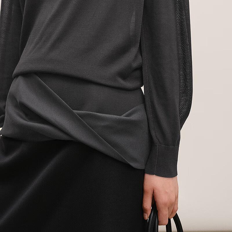 LESS 2026 Spring Mulberry Silk Half-High Collar Knit Sweater