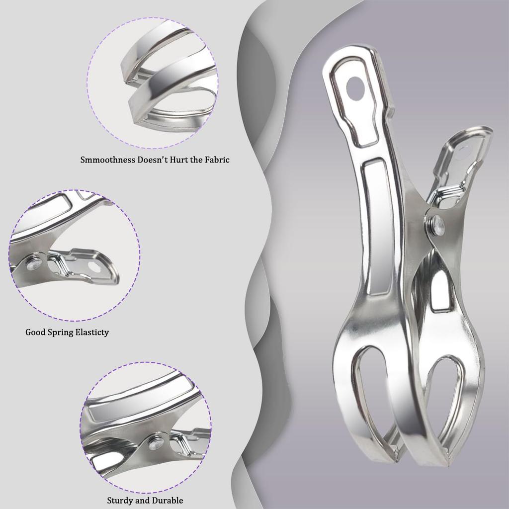 Pakke med 30 store klemmer i rustfritt stål for bassengtrekk, vindbeskyttelsesklemmer for svømmebassenger og utendørs bruk