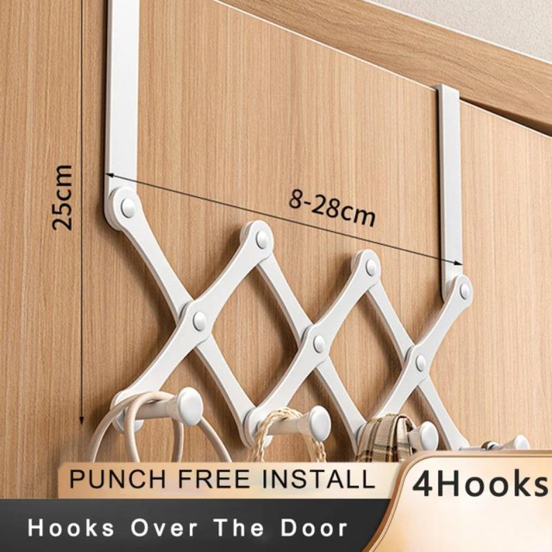 Scalable Hook Behind The Door Carbon Steel No Punching Required Cabinet Coat Hook Waterproof Wear-resisting Bedroom Storage Rack