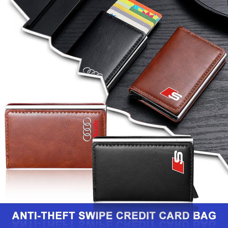1Pcs ID Credit Card Holder Mini RFID Wallet Automatic Pop up Bank Card Case For Audi C7 C6 C5 B5 B6 B7 B8 B9 D3 Q3 Q5 Q7 TT A1 A3 A4 A5
