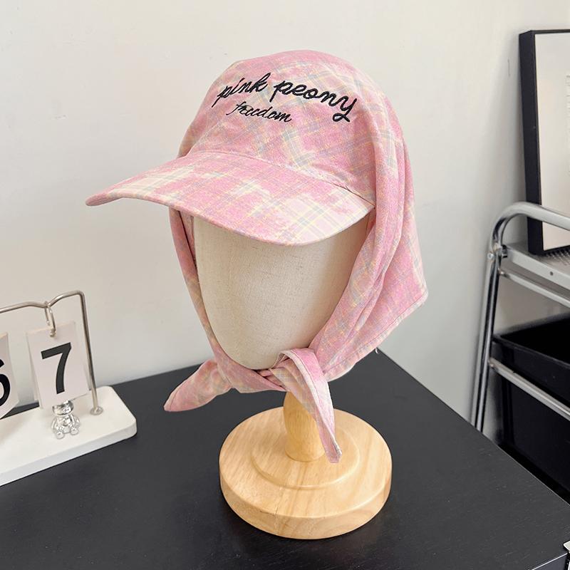 New Korean Original Ins Plaid Triangle Scarf Cap Women'S Y2K Spicy Girl Bucket Hat Trendy Sun Protection Summer Hat Baseball Cap