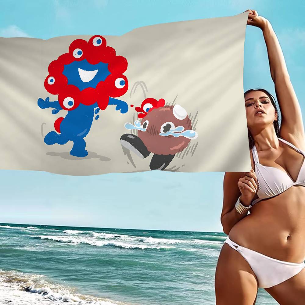 Cartoon M-Myaku-Myaku Microfiber Blanket Quick Drying Beach Towels Oversized Printing Super Absorbent Pool Towel Blanket
