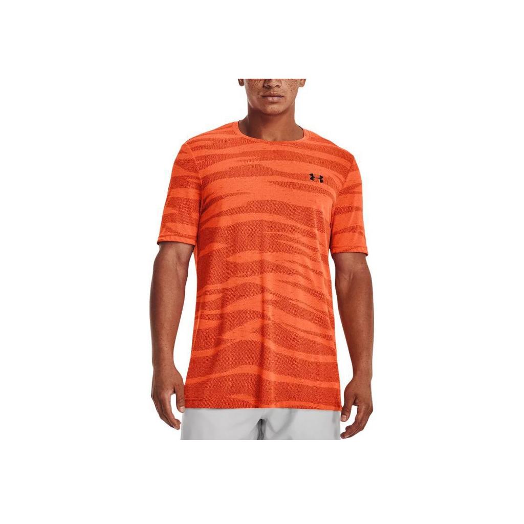 Under Armour Logo Print Pullover Crew Neck Short Sleeve T-Shirt Men Tops Explosive-Orange 1373726-866