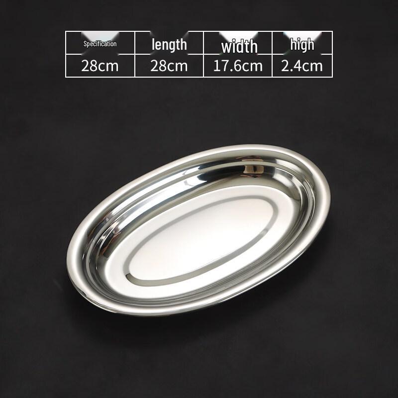 Ru Han 28cm Food Grade Stainless Steel Oval Plates