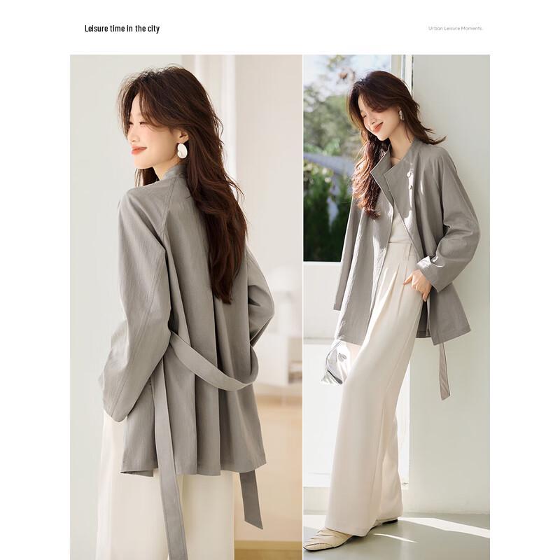 Mohan Yimei Retro Loose Mid-Length Trench Coat