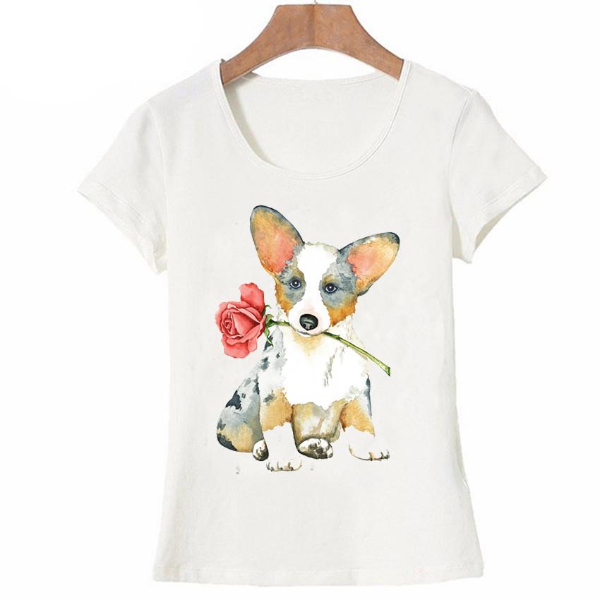New Valentine Rose maiden TShirt Summer Hipster women tshirt funny Boston Terrier dog design sweet Tops casual ladies Tee