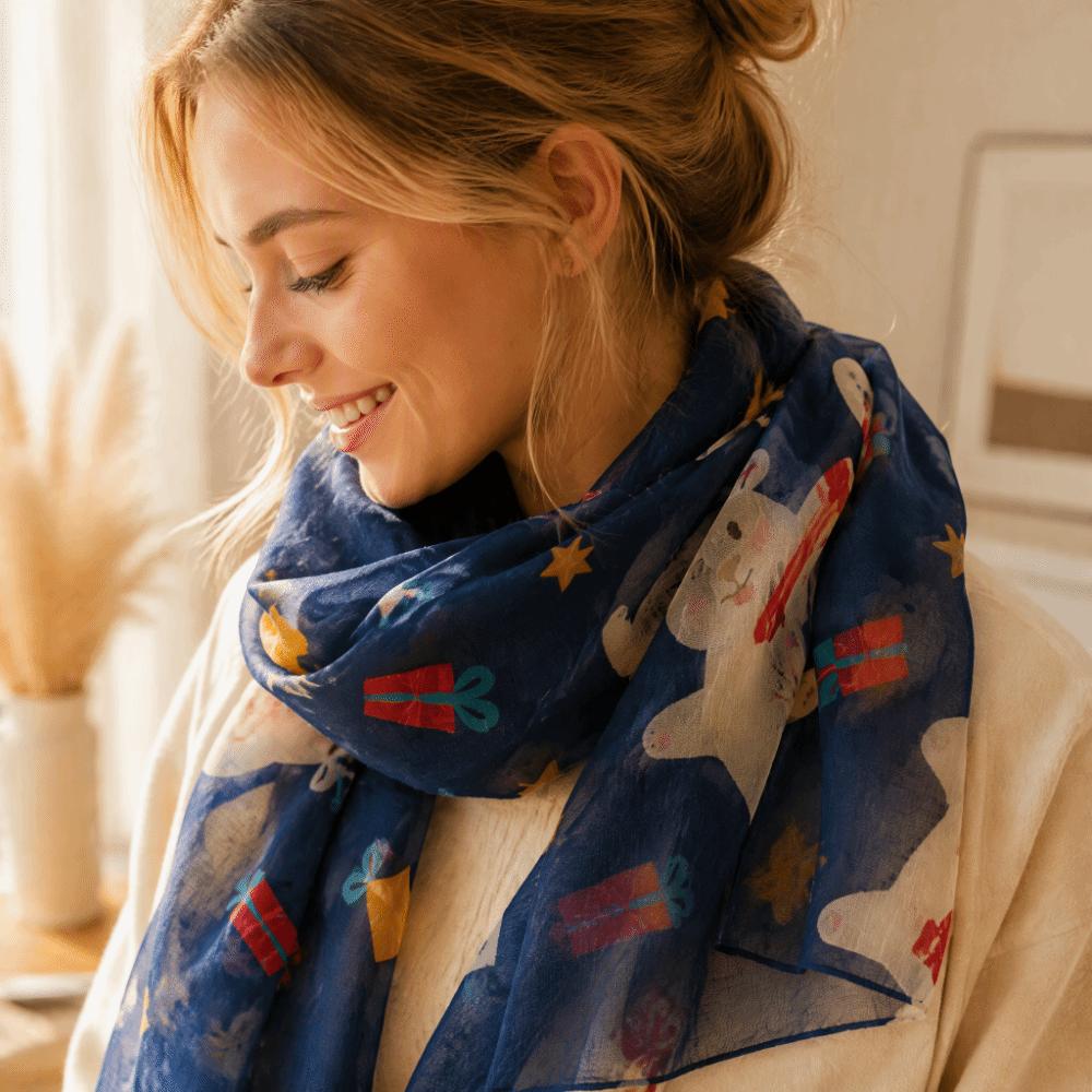 Soft Snowman Scarf Lightweight Neck Scarf Festive Christmas Scarf Fall