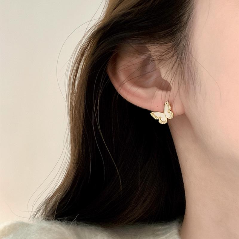 14k Gold Plated Silver Zircon Butterfly Earrings: Fashionable, Exquisite, Versatile Jewelry for Women