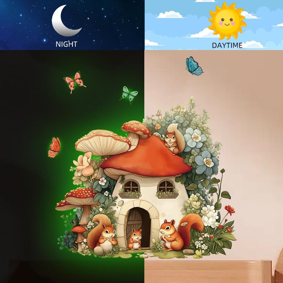 Papel de Parede Girafa Luminosa Adesivos de Parede para Quarto de Bebê Decalques de Parede Desenho Animado Brilham no Escuro Adesivos de Decoração para Casa Quarto de Crianças Quarto