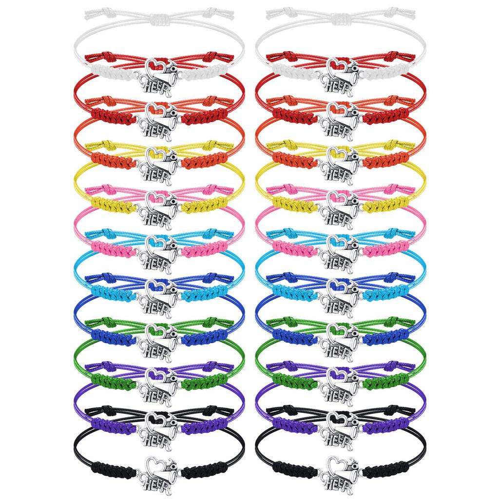 Horn team bracelet set hand woven wax rope love cheer pendant adjustable cheerleader set bracelet