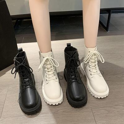 Comfortable And Slim Fit Mid Cut Thick Soled Fashionable Women'S Boots Winter New Pure Color Sexy Elegant Casual Knight Boots
