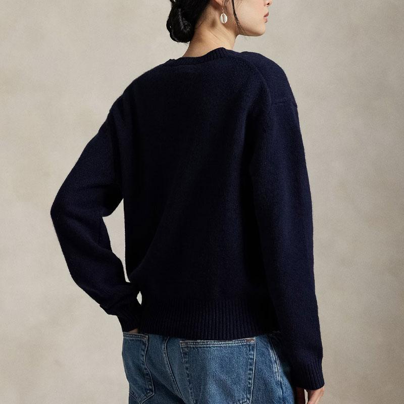 Polo Ralph Lauren Round Neck Floral Embroidery Cashmere Wool Blend Sweater Women Sweater 211972139-001