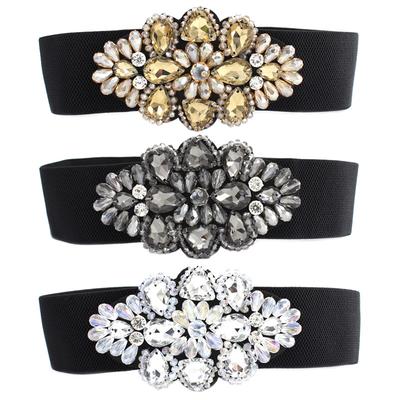 Elastic Belt Feminine Elegance Crystal Diamond Decorative Dress Wide Elastic Waist Seal Three Colors Optional