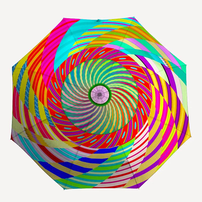 1pc Spiral Kaleidoscope Automatic Folding Umbrella - Portable Collapsible Design, 8-Rib Iron Frame, Durable Fabric yy251125201