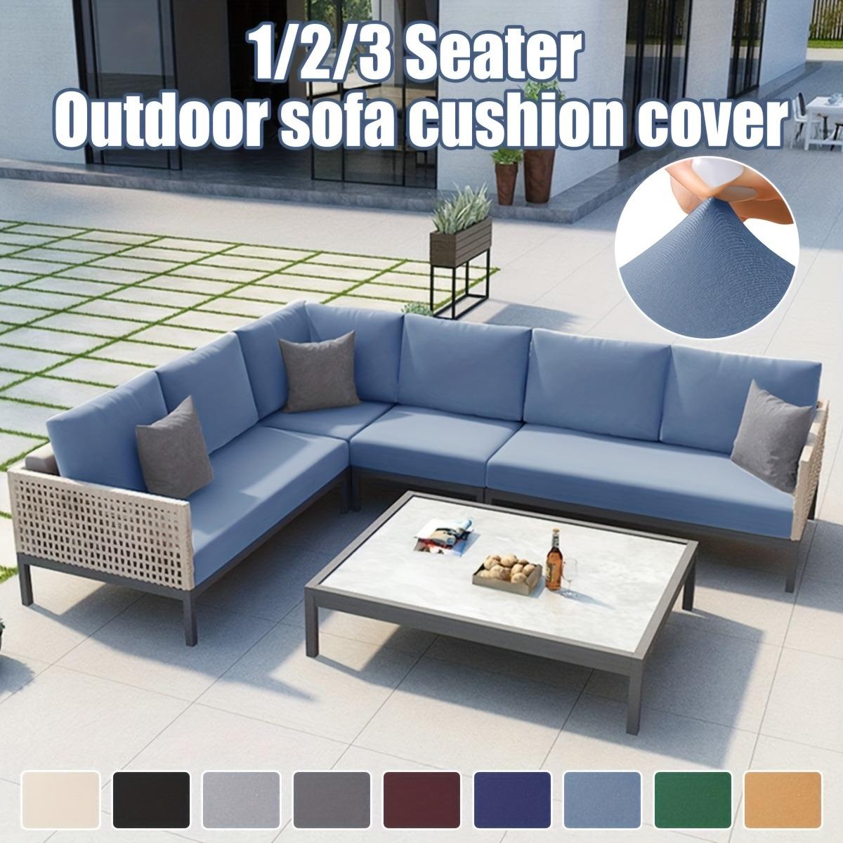 

1pc 1/2/3 Seater Elastic Outdoor Courtyard Cushion Cover, Cushion Cover To Replace Courtyard Furniture Sofa Cover, Washable Furniture Protective Cover Single озеро синього кольору