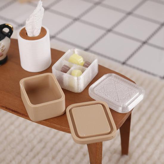 5Pcs Mini Lunch Boxes, Miniature 1:12 Scale Bento Box, Tiny Food Container with Lid for Doll Mansion Kitchen Accessories
