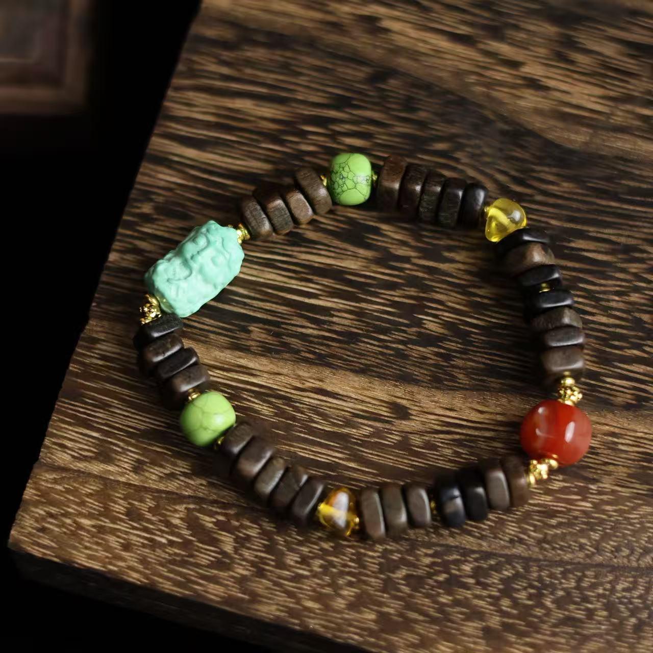 Authentic Vietnamese Agarwood Irregular Bead Bracelet - Ethnic Tibetan Style Jewelry Collectible