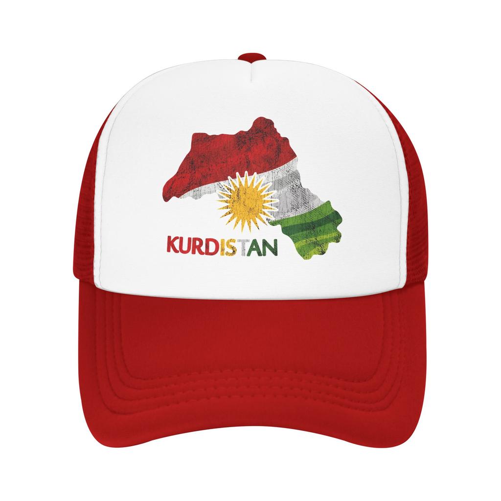Flag Map of Kurdistan Mesh Baseball Cap Adult Hip-Hop Sun Hats  Hats Breathable Polyester Trucker Cap Wholesale New Trucker Caps