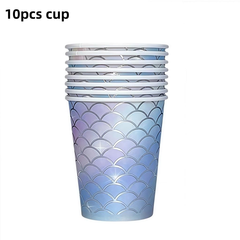 Mermaid Birthday Party Decoration Tableware Set Gradient Mermaid Plates Cups Napkins Balloons For Kids Girls Party Favors Gifts