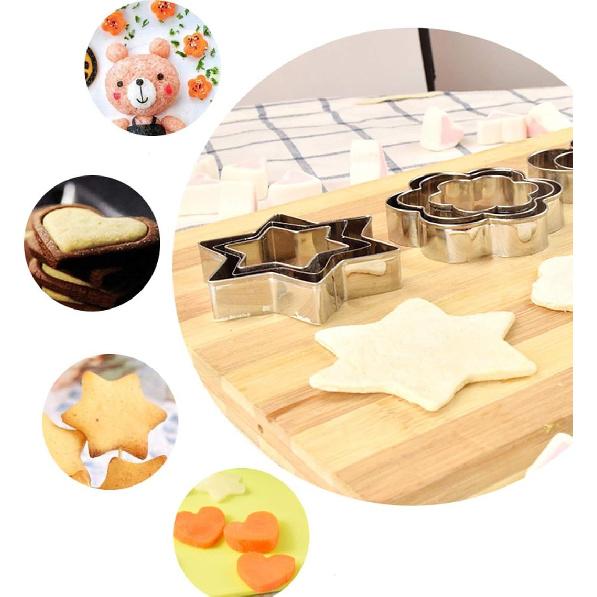 Heart Star Cookie Cutters Set, Valentine’s Day Heart Shaped Biscuit Cutters Stainless Steel Pastry Donuts Cutters with Storage Box