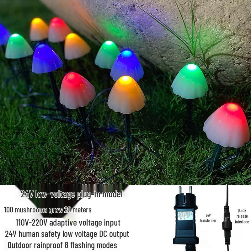 Waterproof Solar Mushroom String Lights for Outdoor Courtyard & Garden Decoration