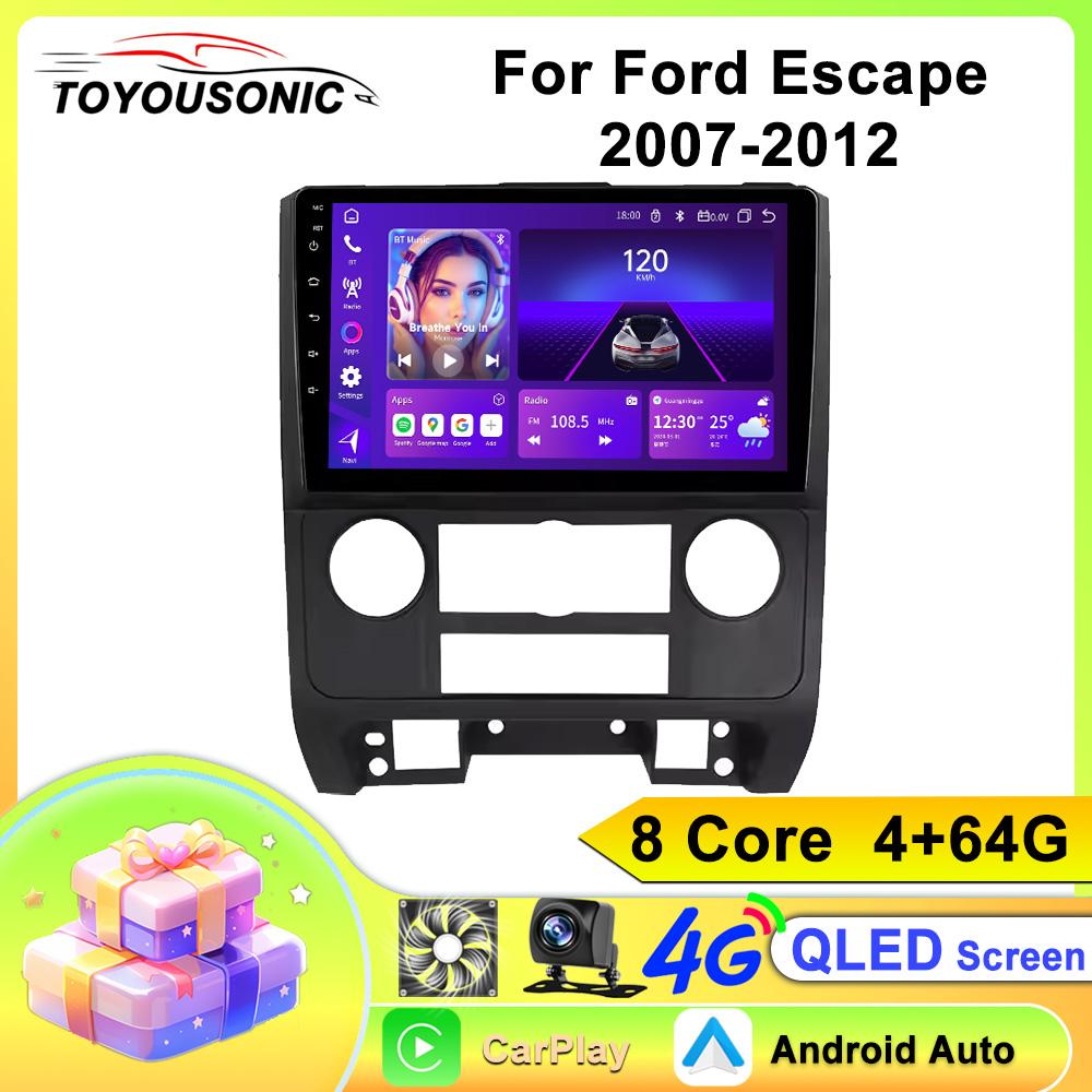 Toyousonic Car Video Player for Ford Escape 2007-2012 GPS Navigation Built-in Dsp Carplay Autoradio Android Head Unit