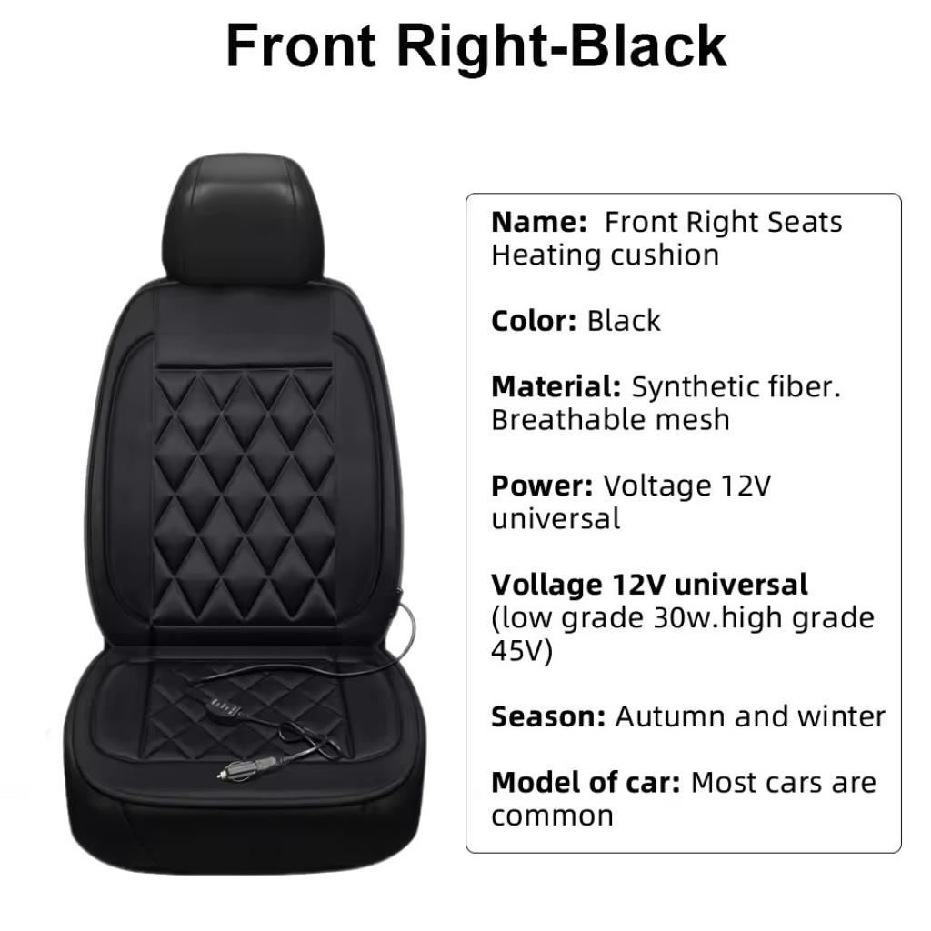 Car Heated Seat Cushion 12V Universal Car Seat Heater Pad with Backrest Smart Constant Temperature Winter New Car Heating Mat Right-Black