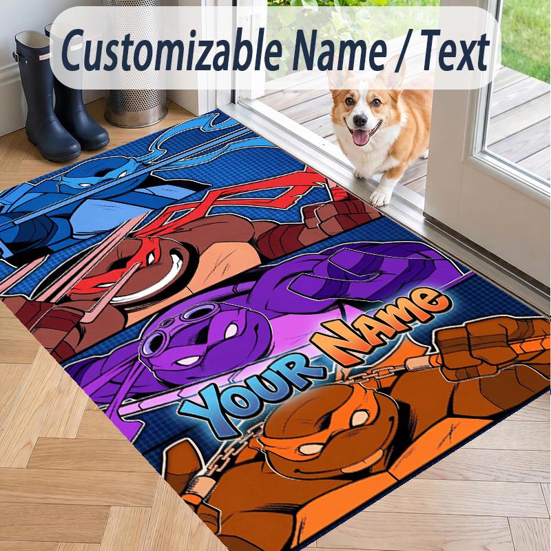 Custom Text Teenage Mutant Ninja Turtles Pattern Floor Rug Soft Indoor Carpet Mat Living Room Bedroom