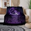 Purple Moon Butterfly Wall Art Print Poster DecorBlanket Flannel Throw Blanket for Sofa, Bed, Travel, Camping, Office