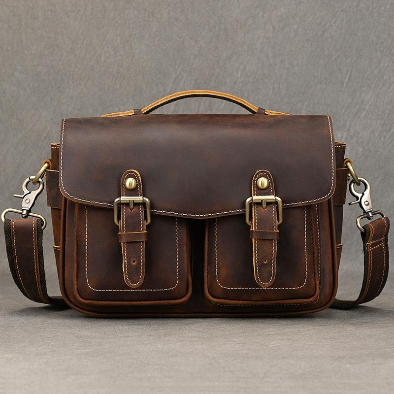 Retro Genuine Leather DSLR Camera Bag