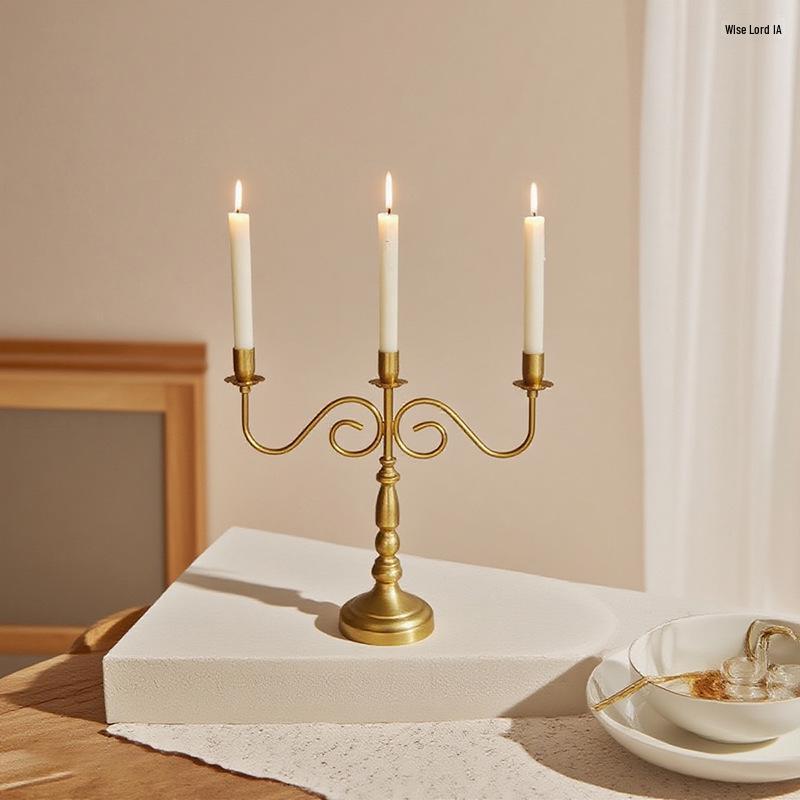 Vintage Europeisk Retro 3 & 5-armad Ljusstake Prydnad för Matsalsbord & Fotorekvisita