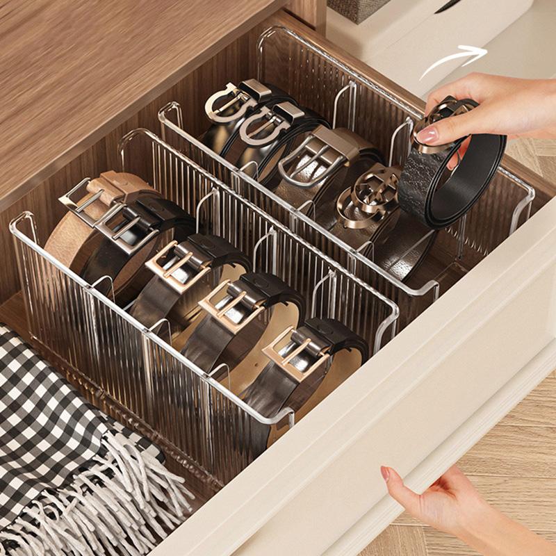 1/2pcs Belt Storage Box Household Wardrobe Belt Display Stand Plastic Transparent Silk Scarf Tie Storage Box Wardrobe Organizer