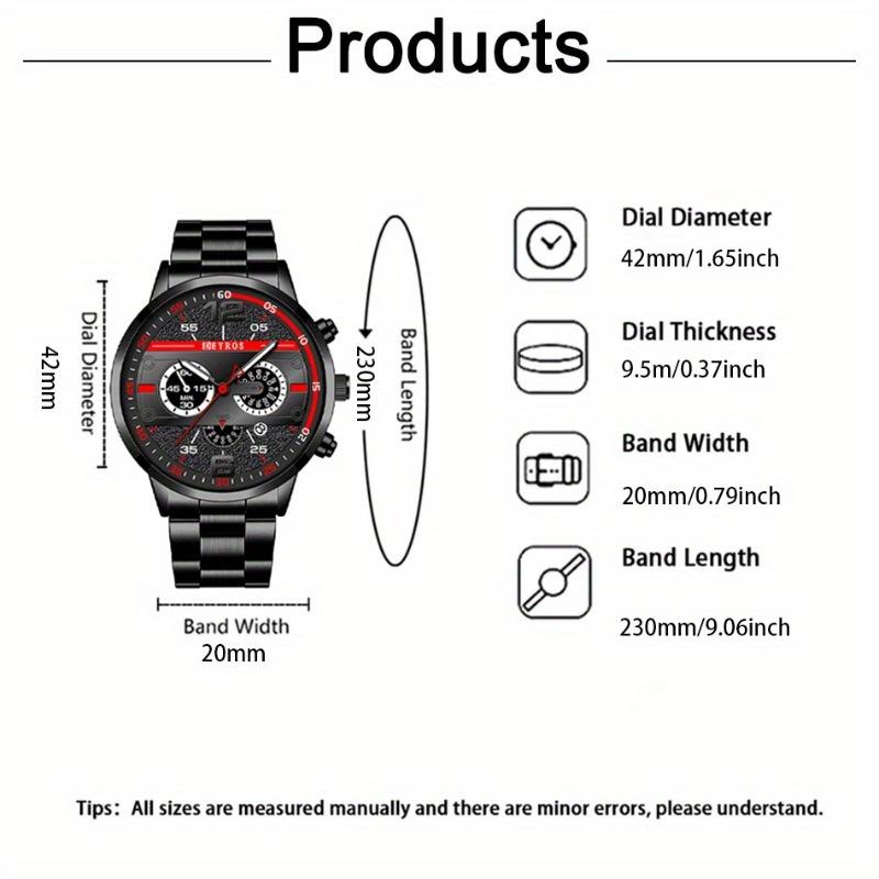 Men's Date Luminous Watch Stainless Steel Band Quartz Wristwatch & Stainless Steel Bracelet, Men's Gift
