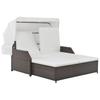 2 Person Sun Lounger with Canopy Poly Rattan Brown