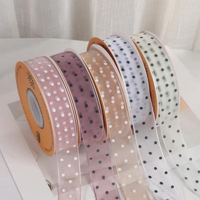 Polka Dots Print Polka Dots Ribbon Party Decoration Chiffon Lace Ribbon Flower Tie Ribbon  Gift