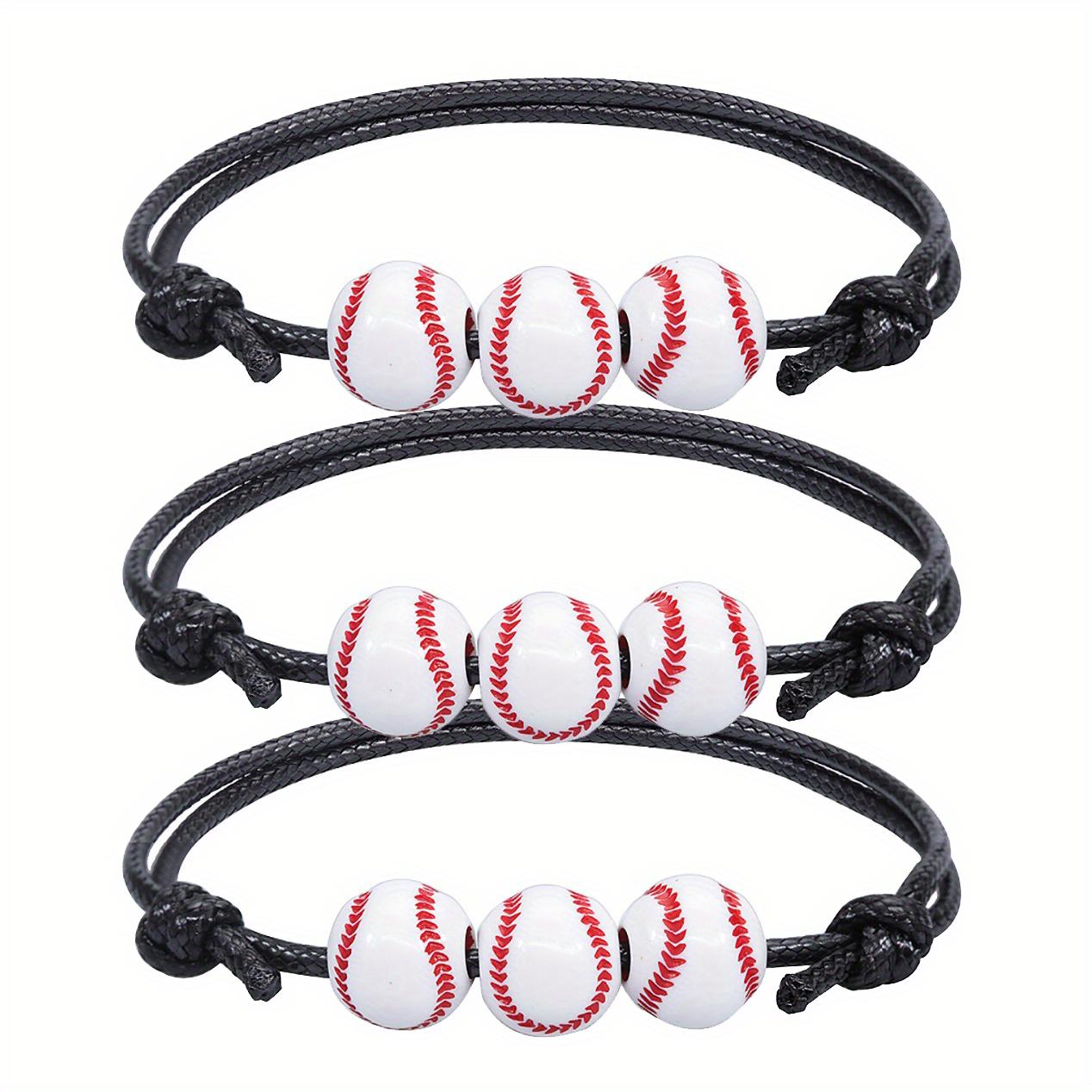 

Basketball Baseball Bracelet Wax Line Woven Tennis Rugby Bracelet Boys Girls Sports Jewelry 3Pcs