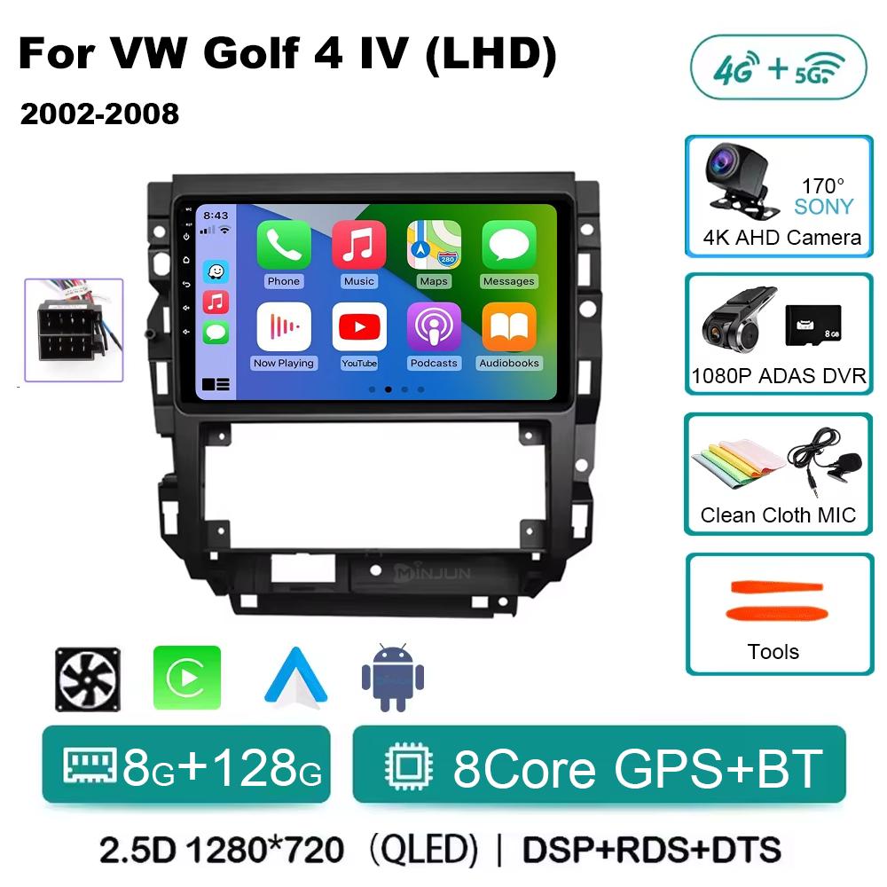 Car Radio Android 14 For Volkswagen VW Golf 4 IV LHD 2002-2008 Jetta MK4 Classics Qualcomm Multimedia Player Carplay GPS Auto