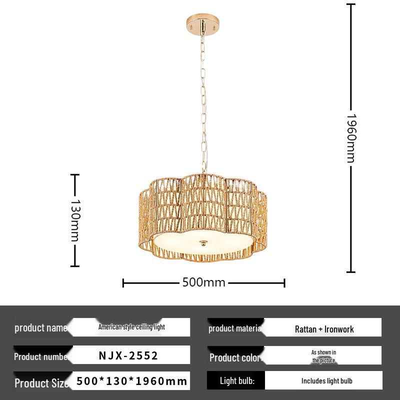 Bohemian Rattan Ceiling Light for European-Style Bedrooms & Hallways