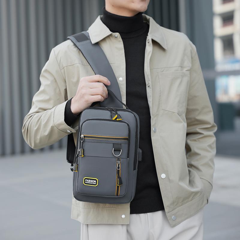 Men's Multi-Layer Chest Bag - Convertible Shoulder/Crossbody Pack (Wear-Resistant Lightweight Business & Casual Bag)