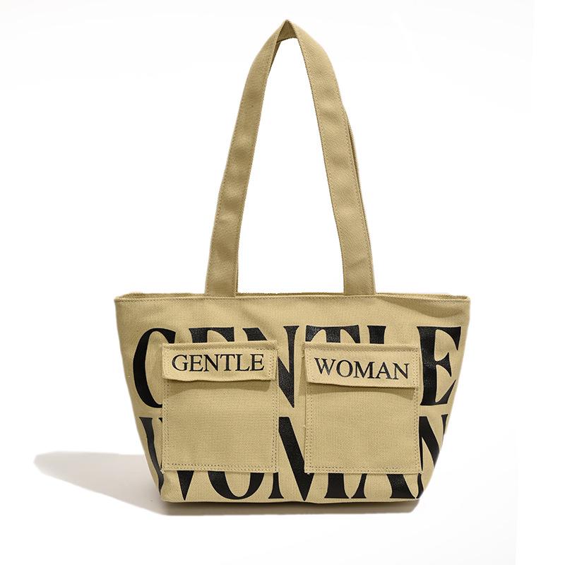 Женская холщовая сумка-тоут большой вместимости - Модная повседневная сумка с принтом букв