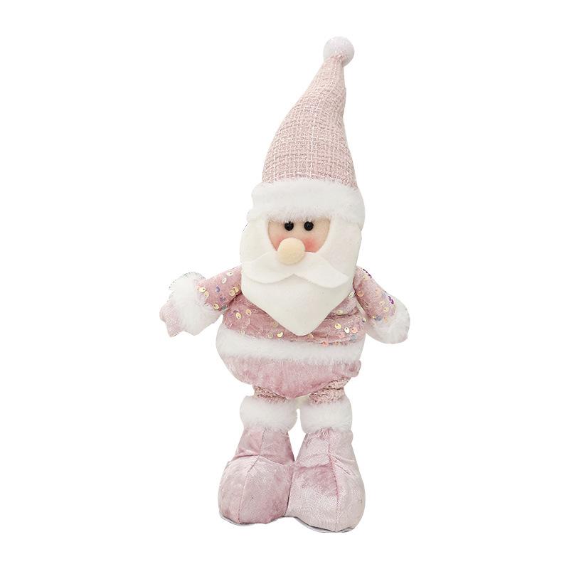 Pink Sequin Snowman Plush Toy: Retractable Christmas Decoration for Windows