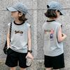 Girls' Summer Color Block Vest Set 2026 - Korean Style Sleeveless T-Shirt Two-Piece for Medium & Large Children