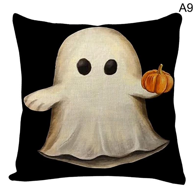 45*45cm Halloween Decoration Pillow Cover, Trick Or Treat Cushion Cover, Ghost, Pumpkin Head, Bat Decor Sofa Cushion Cover Decor