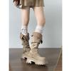 Black Retro Versatile Thick-soled Thick-heeled Boots Children's Boots 2025 New Autumn Thin and Heightened Knight Boots