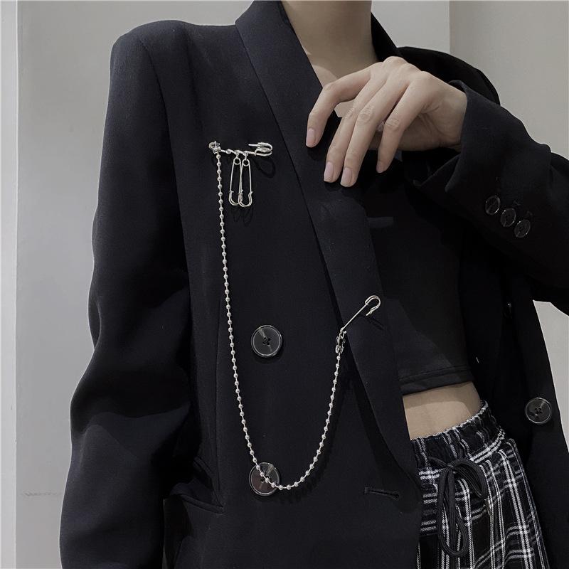 Metal Tassel Pin Chain Brooch For Women Men Suit Shirt Lapel Pin Clothing Accessories Jewelry Gift